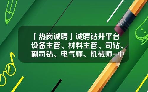 「热岗诚聘」诚聘钻井平台设备主管、材料主管、司钻、副司钻、电气师、机械师-中石油伊拉克公司招聘