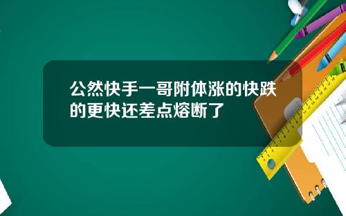 公然快手一哥附体涨的快跌的更快还差点熔断了