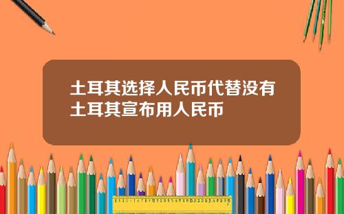 土耳其选择人民币代替没有土耳其宣布用人民币