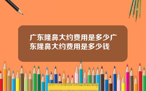 广东隆鼻大约费用是多少广东隆鼻大约费用是多少钱
