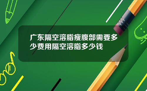 广东隔空溶脂瘦腹部需要多少费用隔空溶脂多少钱