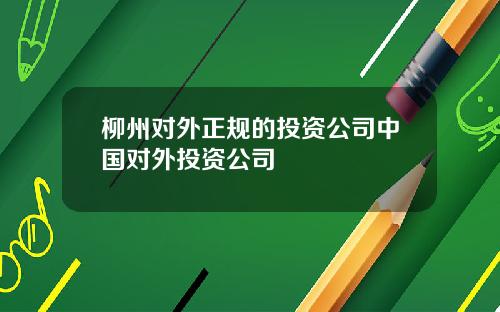 柳州对外正规的投资公司中国对外投资公司