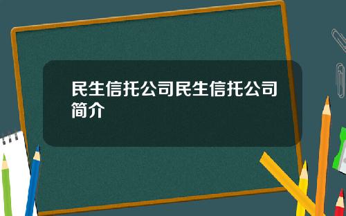 民生信托公司民生信托公司简介