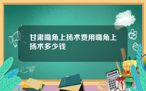 甘肃嘴角上扬术费用嘴角上扬术多少钱