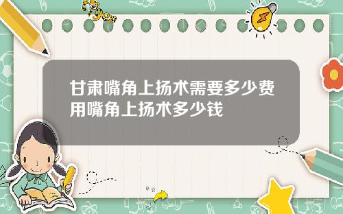 甘肃嘴角上扬术需要多少费用嘴角上扬术多少钱
