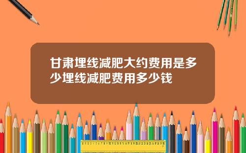 甘肃埋线减肥大约费用是多少埋线减肥费用多少钱