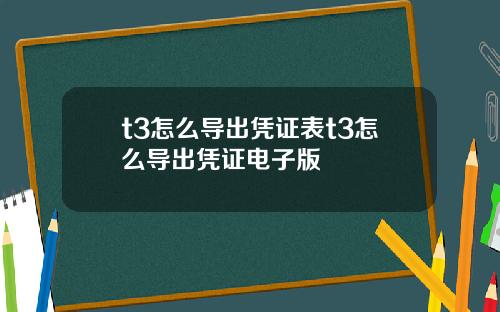 t3怎么导出凭证表t3怎么导出凭证电子版