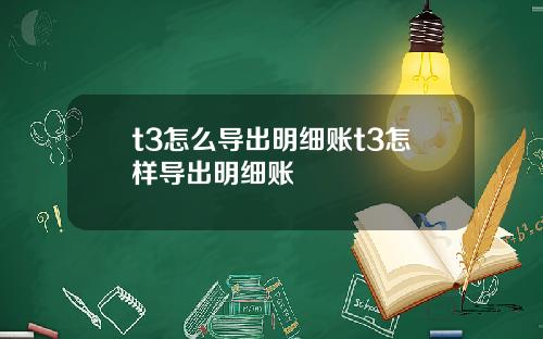 t3怎么导出明细账t3怎样导出明细账