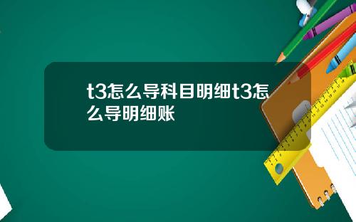 t3怎么导科目明细t3怎么导明细账