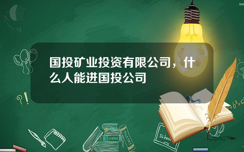 国投矿业投资有限公司，什么人能进国投公司