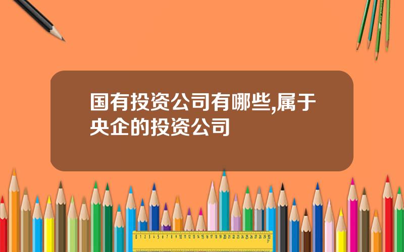 国有投资公司有哪些,属于央企的投资公司