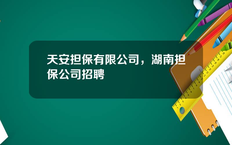 天安担保有限公司，湖南担保公司招聘