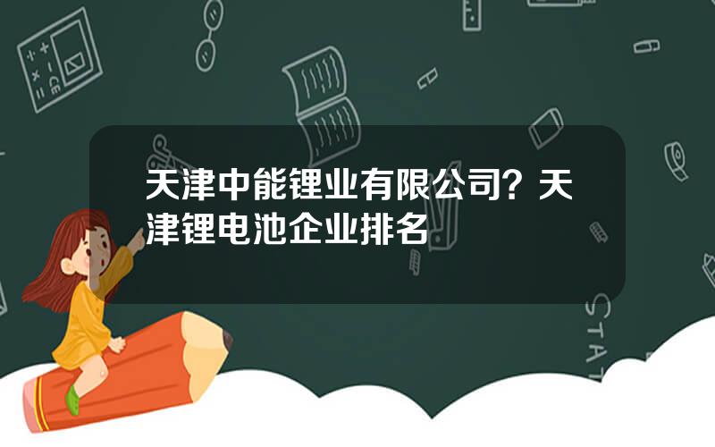 天津中能锂业有限公司？天津锂电池企业排名