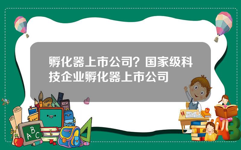 孵化器上市公司？国家级科技企业孵化器上市公司