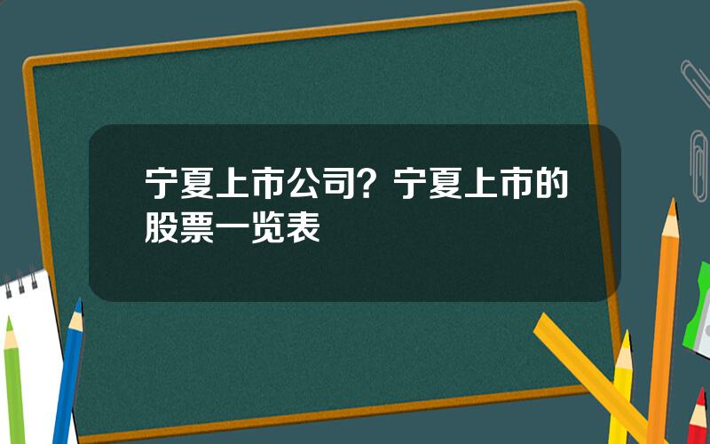 宁夏上市公司？宁夏上市的股票一览表