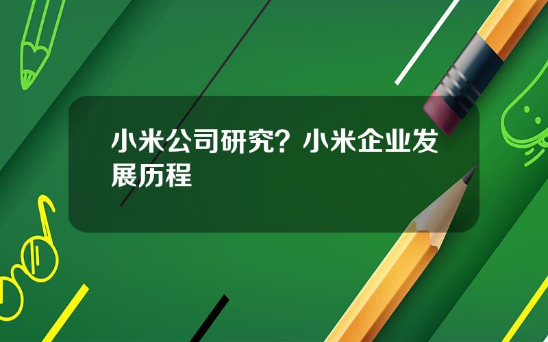 小米公司研究？小米企业发展历程