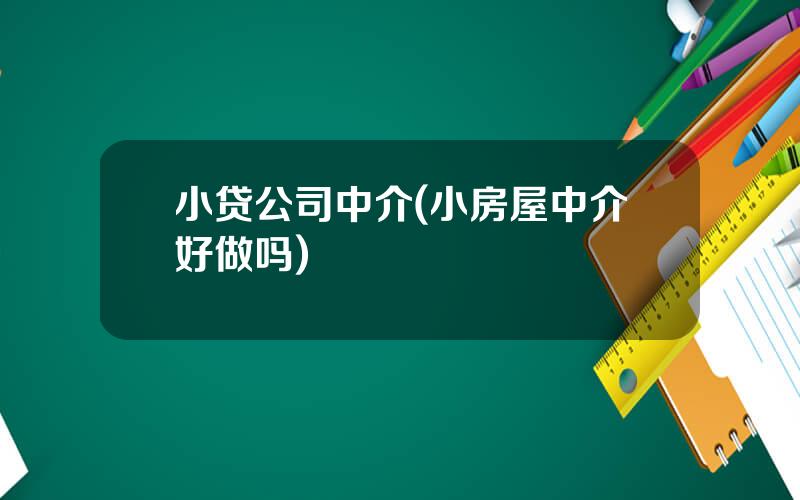 小贷公司中介(小房屋中介好做吗)