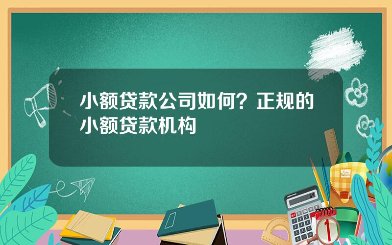 小额贷款公司如何？正规的小额贷款机构