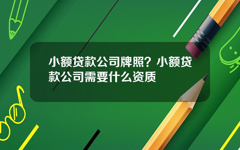 小额贷款公司牌照？小额贷款公司需要什么资质