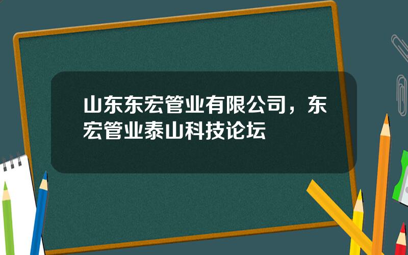 山东东宏管业有限公司，东宏管业泰山科技论坛