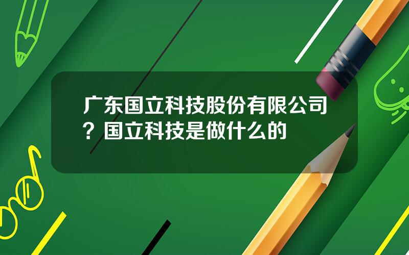 广东国立科技股份有限公司？国立科技是做什么的