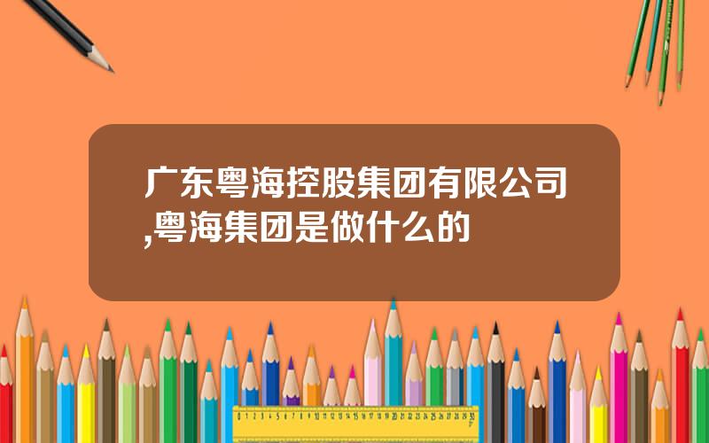 广东粤海控股集团有限公司,粤海集团是做什么的