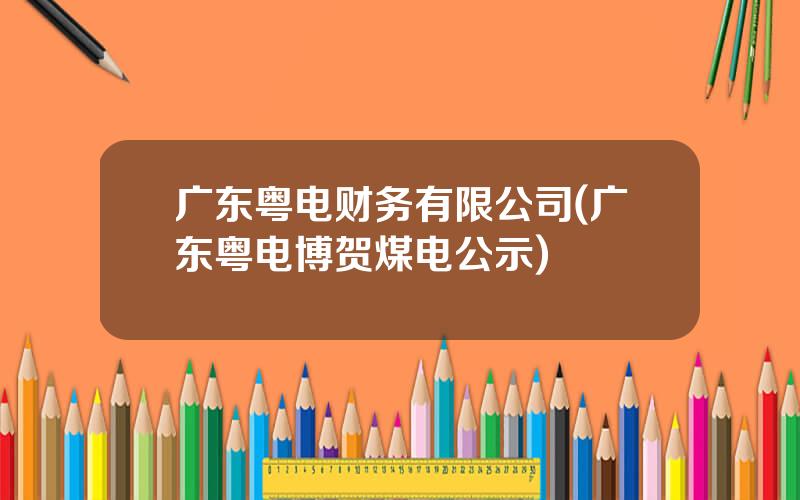 广东粤电财务有限公司(广东粤电博贺煤电公示)