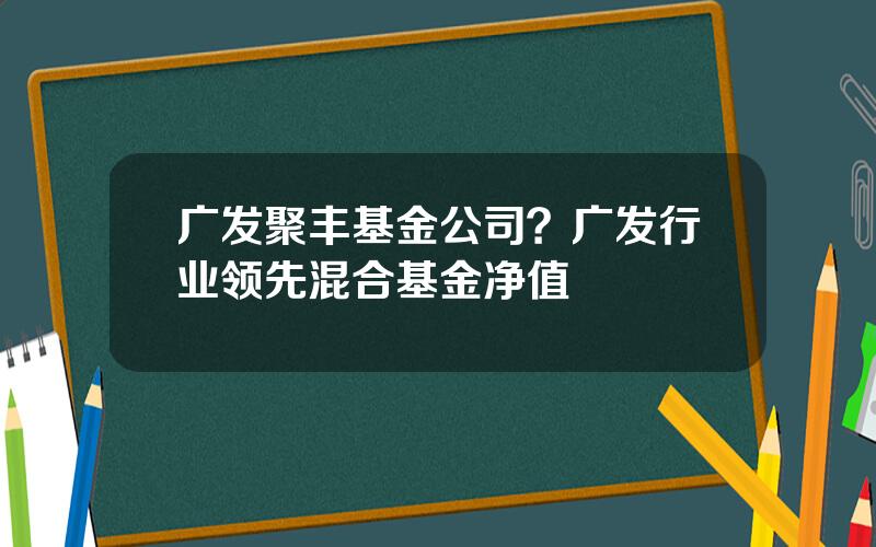 广发聚丰基金公司？广发行业领先混合基金净值