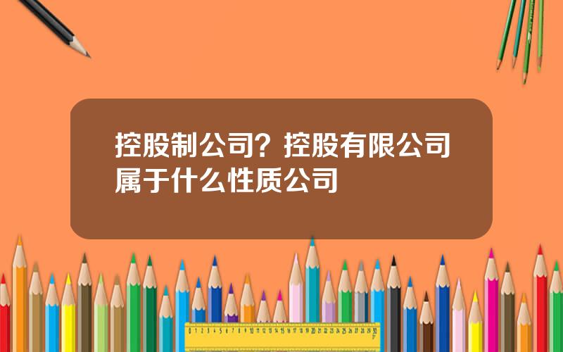 控股制公司？控股有限公司属于什么性质公司